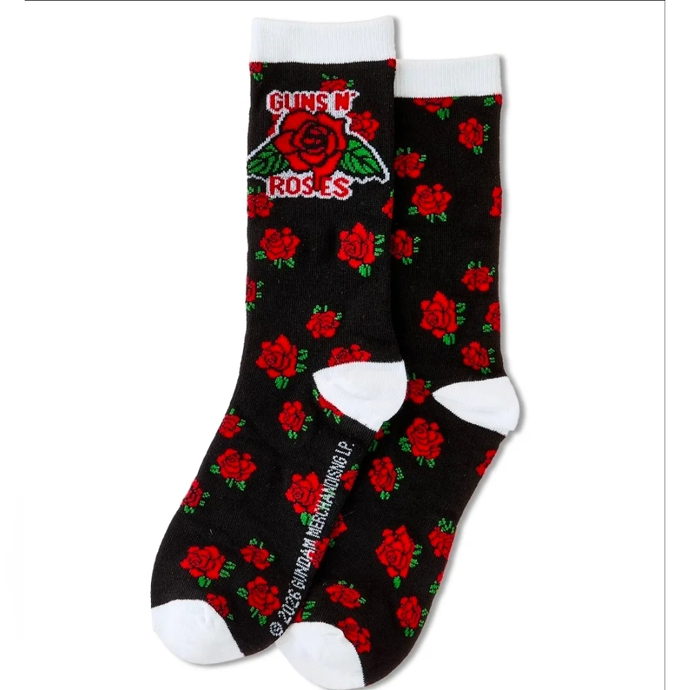 Guns And Roses Unisex Adult Crew Socks In Plastic Box